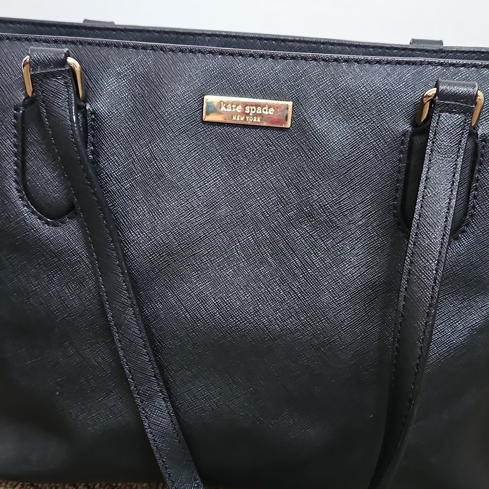 Kate Spade New York Large Laurel Bag Tote Black Pebbled Leather - Picture 2 of 9